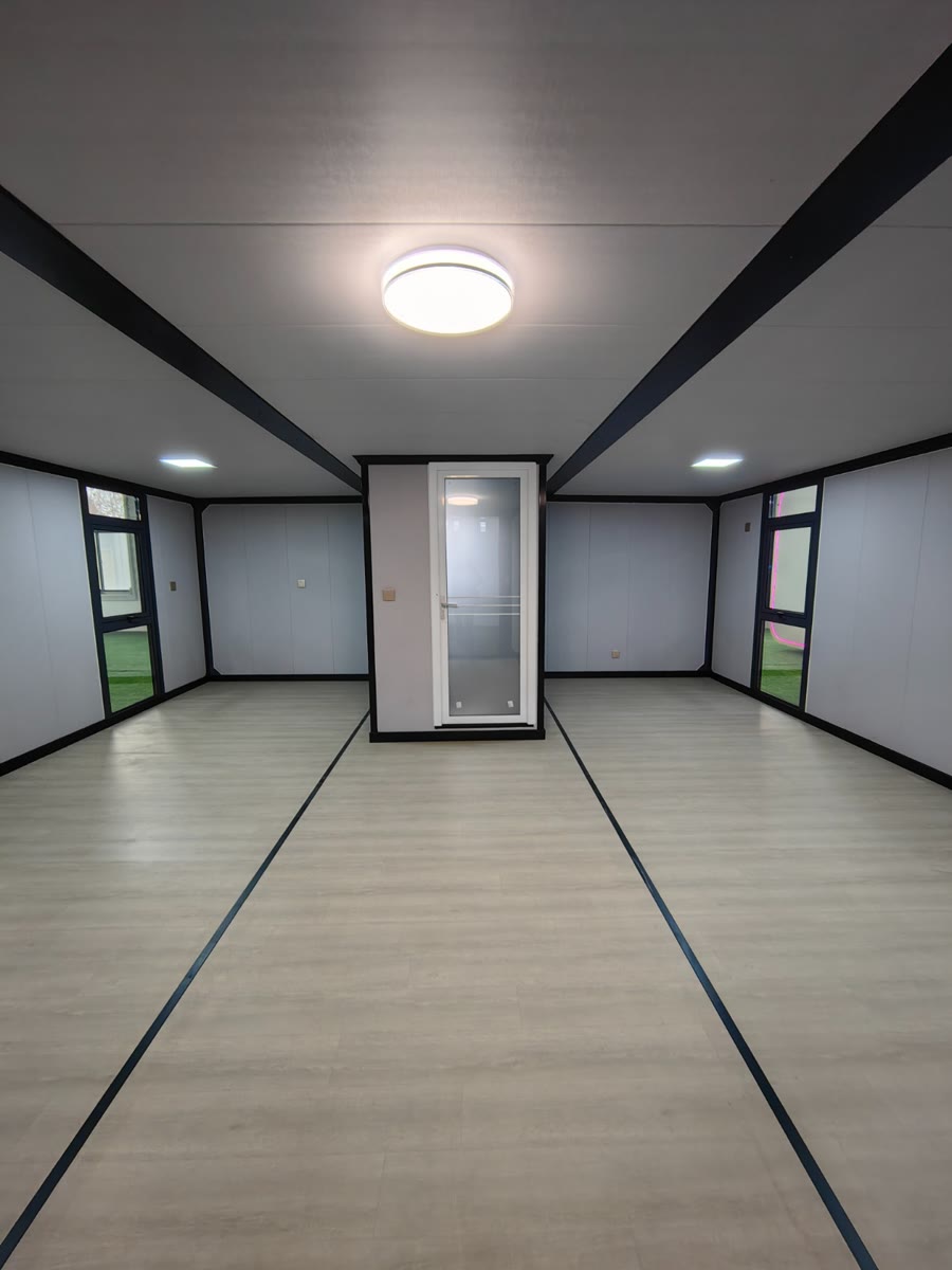 Bamboo wall lining interior with warm natural finish