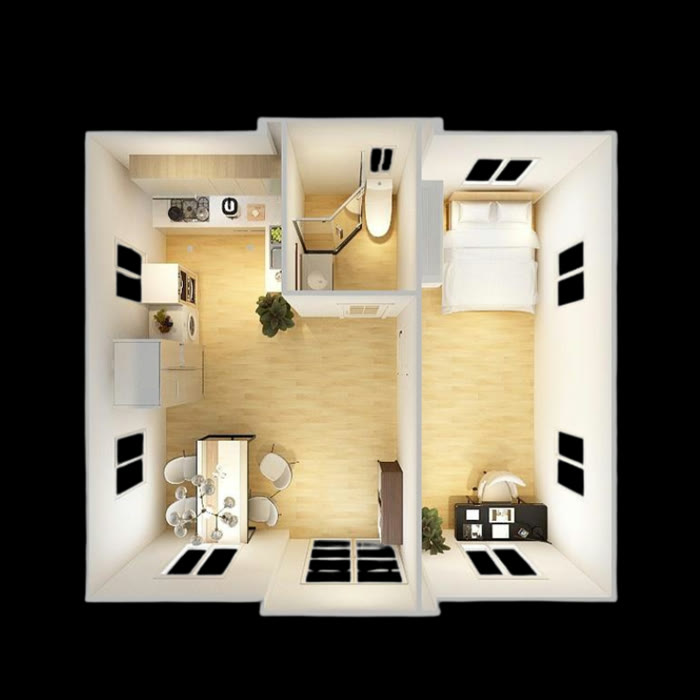 Birdsnest one bedroom floor plan