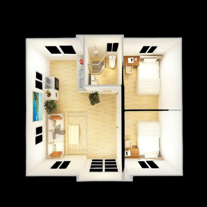 Birdsnest two bedroom floor plan